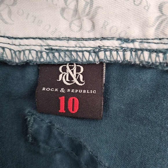 Rock & Republic Prowler Teal Cargo Jeans Womens Size 10 Ankle Length Stretch - Picture 8 of 10